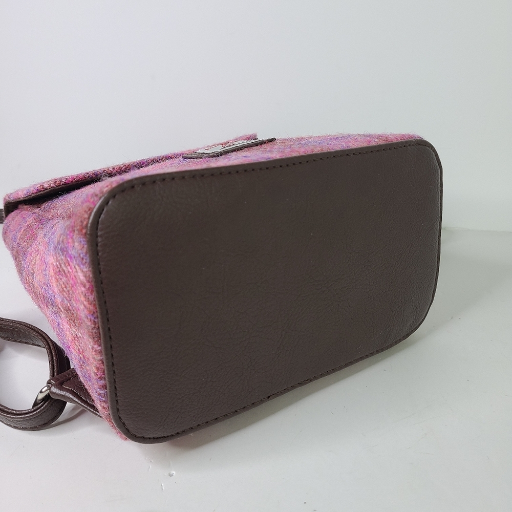 NWOT Glen Appin of Scotland Harris Tweed Tummel Pink Plaid New Wool Backpack - Picture 9 of 10